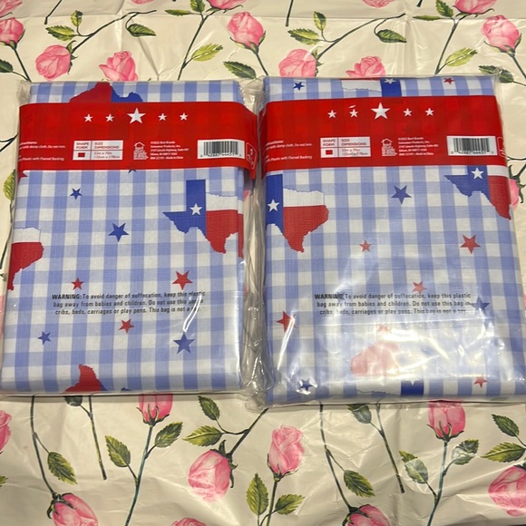 New Set of Texas Gingham Pattern Background Flannel Backing Tablecloth - Picture 3 of 8